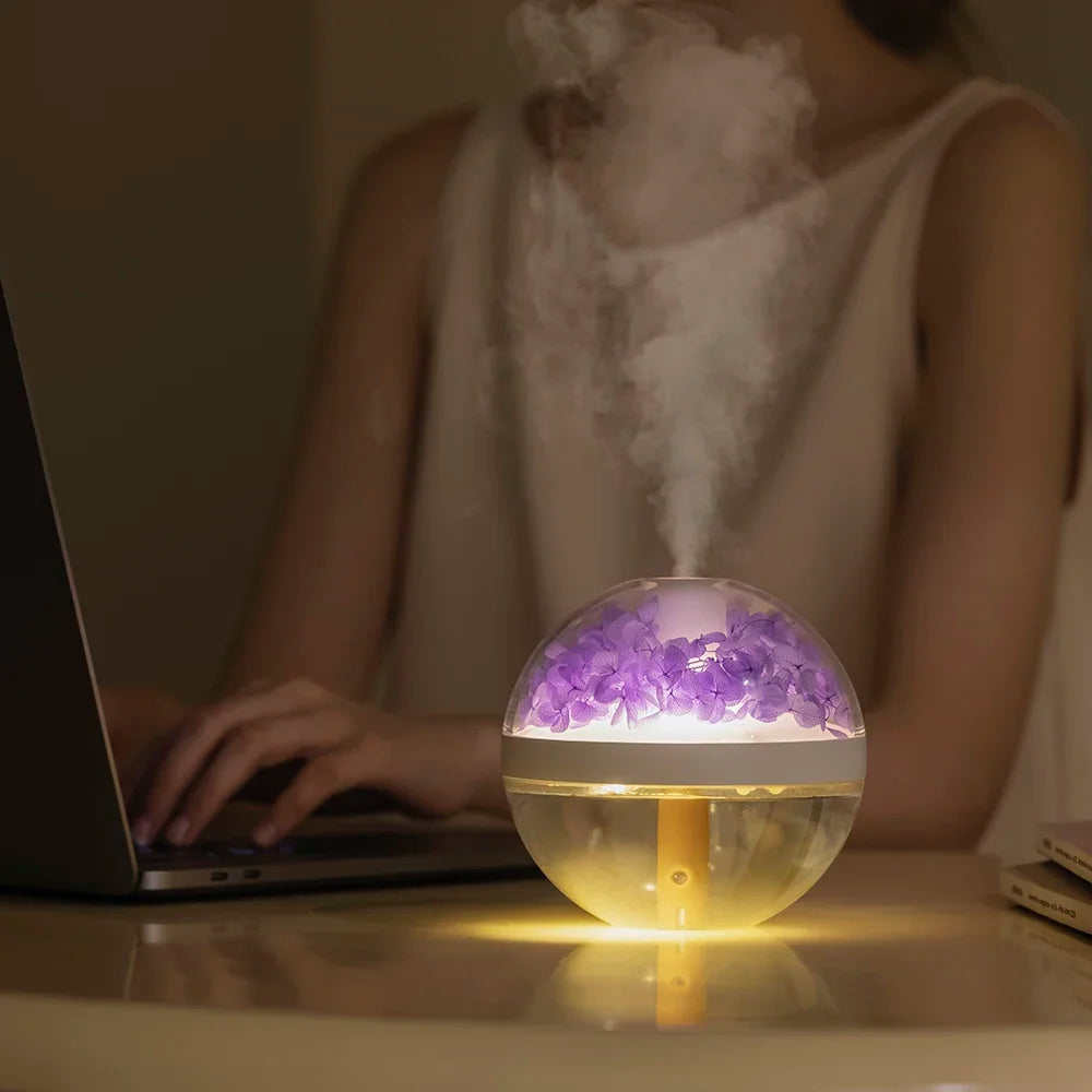 BreezeGlow: Portable USB Air Humidifier with LED Starry Sky Projection for a Relaxing Ambience