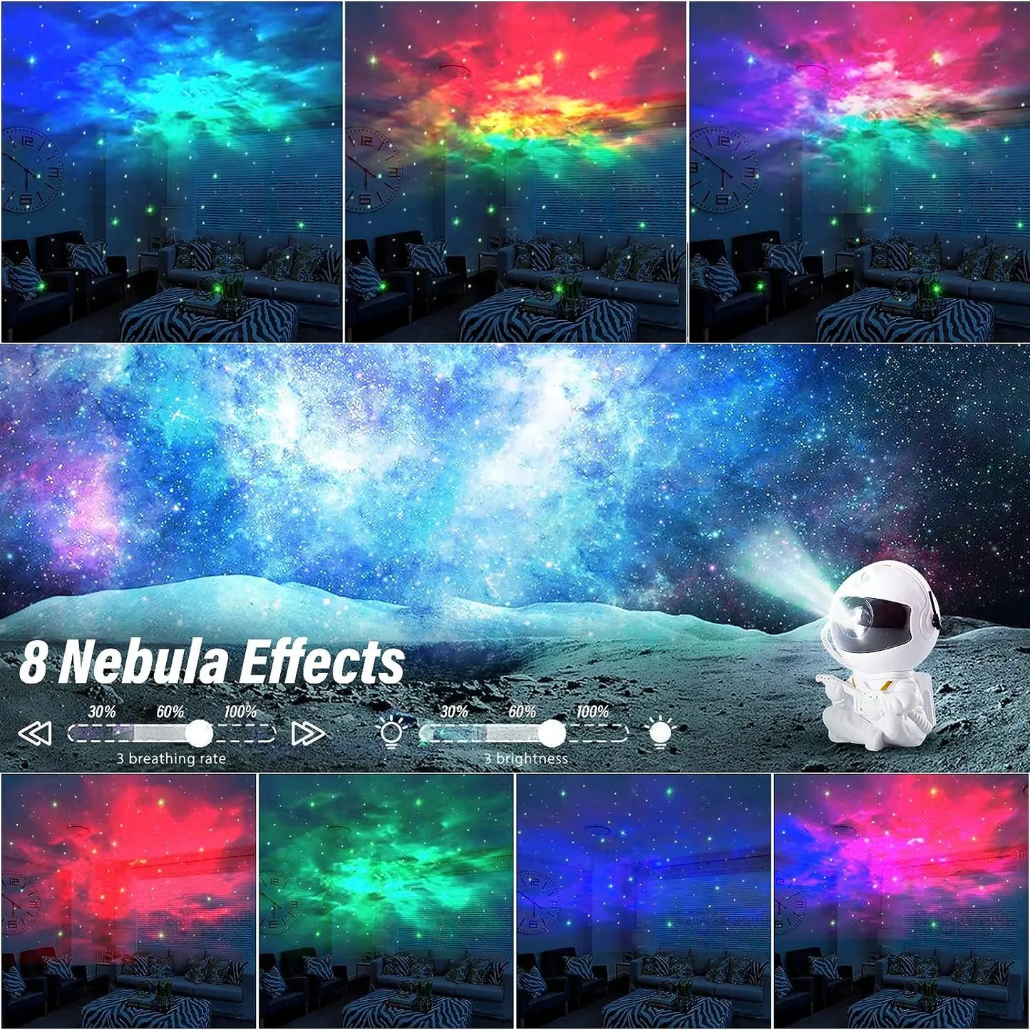 Cosmic Glow: Astronaut Star Projector with Galaxy Night Light and Nebula Display