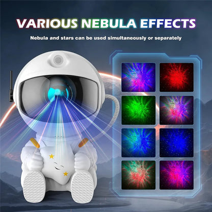 Cosmic Glow: Astronaut Star Projector with Galaxy Night Light and Nebula Display